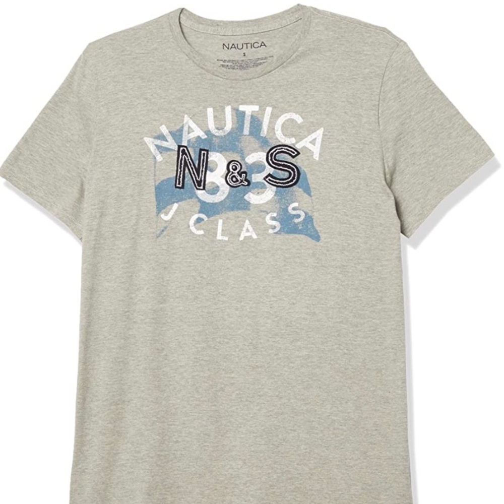 NEW Nautica Men’s Grey Distressed Flag Graphic Tee